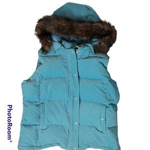 Gap Women's Light Blue Corduroy Down Vest - Size XL